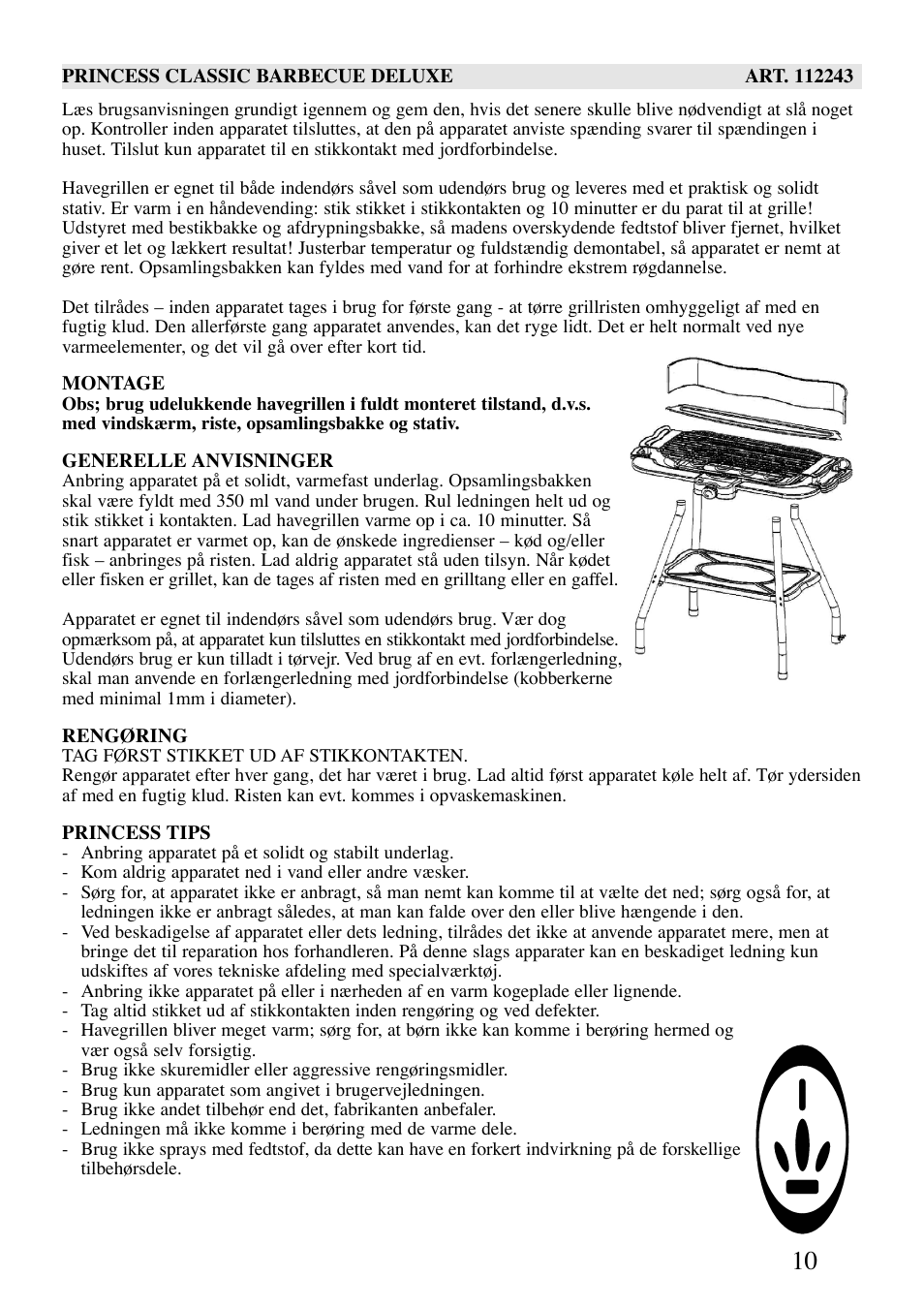 Princess Household Appliances BV Princess Classic Barbecue Deluxe 112243 User Manual | Page 10 / 16