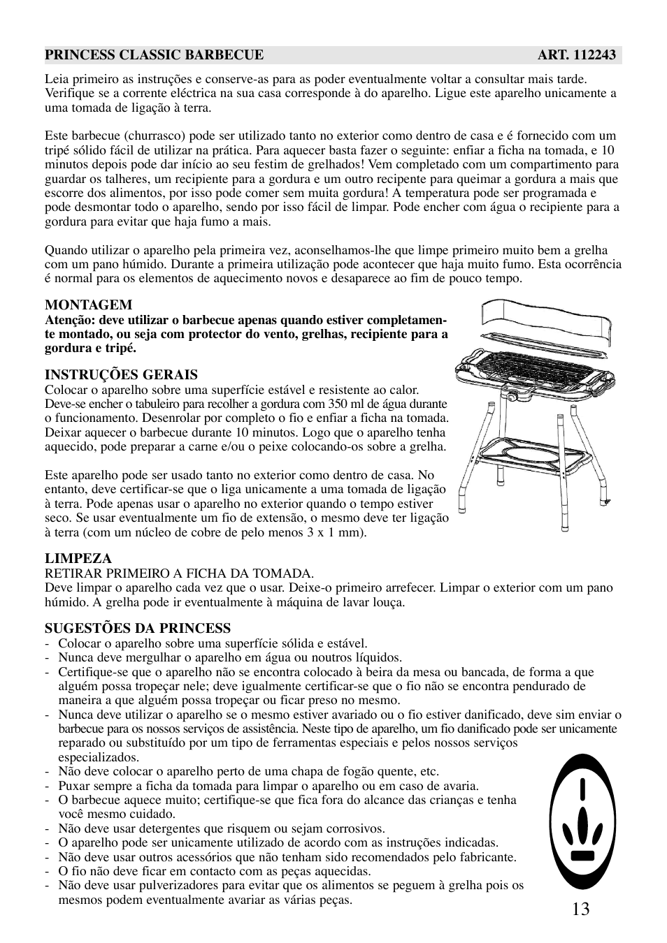 Princess Household Appliances BV Princess Classic Barbecue Deluxe 112243 User Manual | Page 13 / 16