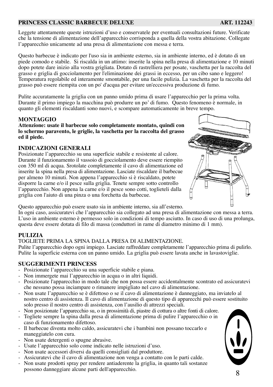 Princess Household Appliances BV Princess Classic Barbecue Deluxe 112243 User Manual | Page 8 / 16