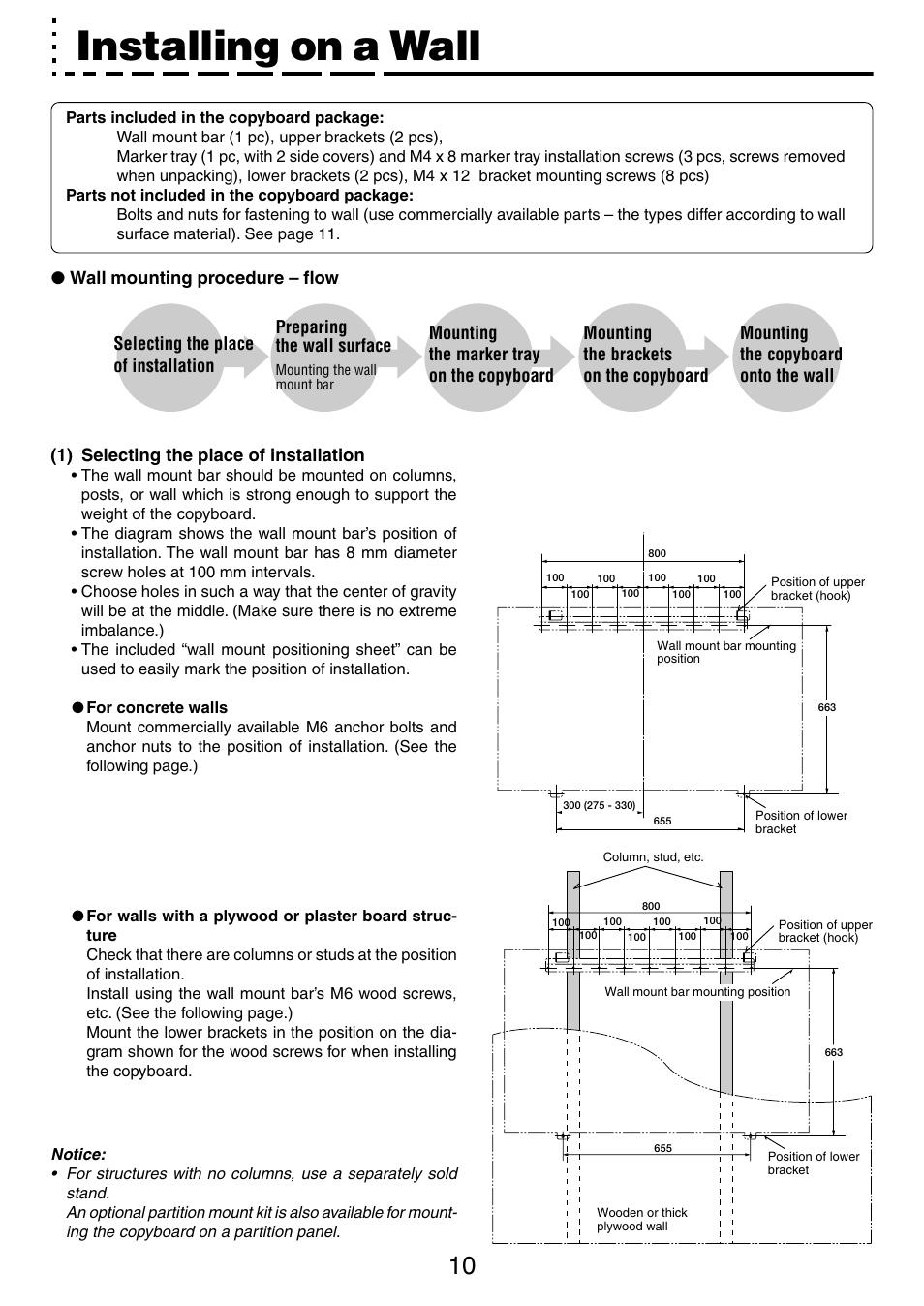Installing on a wall | PLUS Vision M-5 User Manual | Page 10 / 45