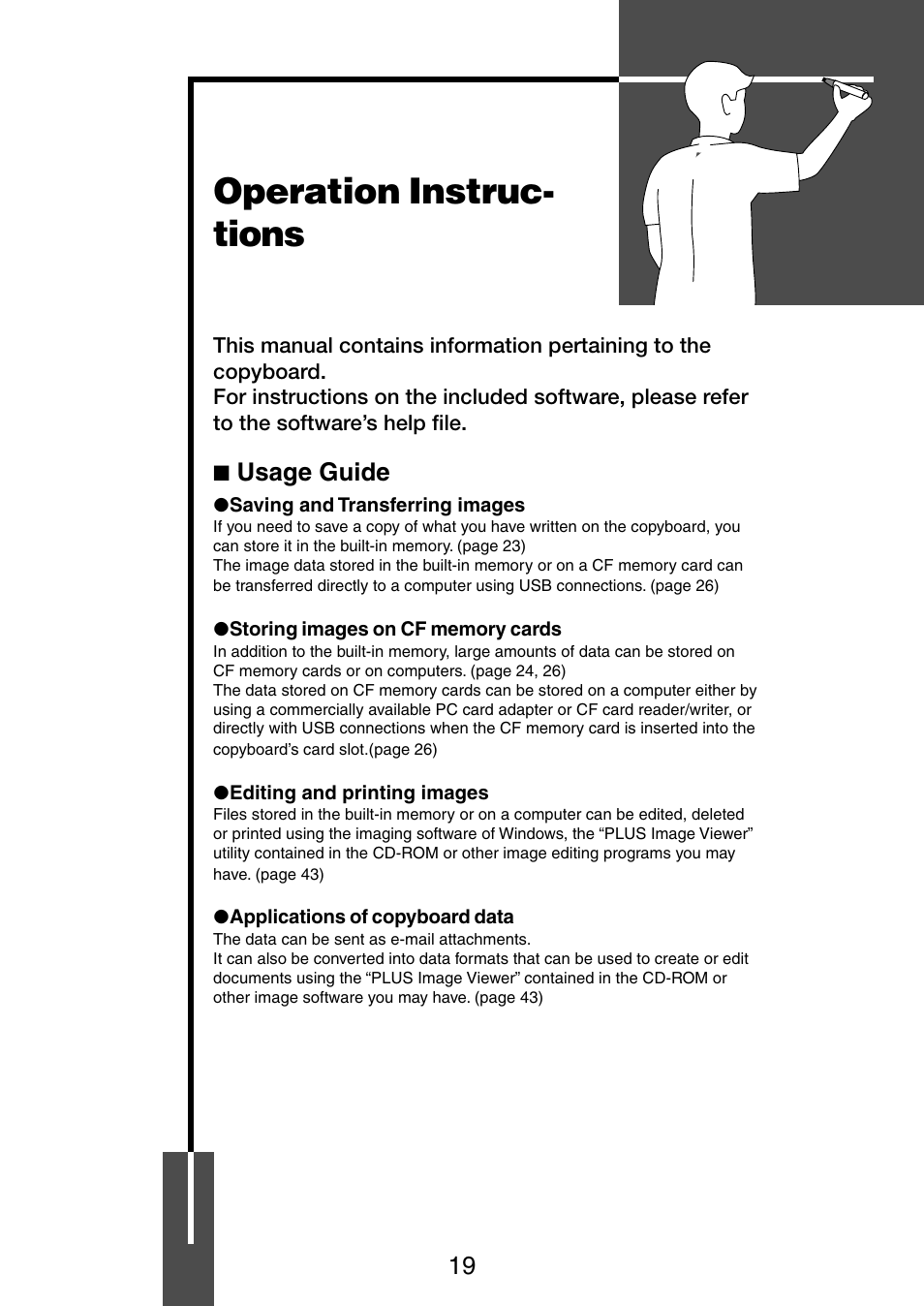 Operation instructions, Operation instruc- tions, Usage guide | PLUS Vision M-5 User Manual | Page 19 / 45