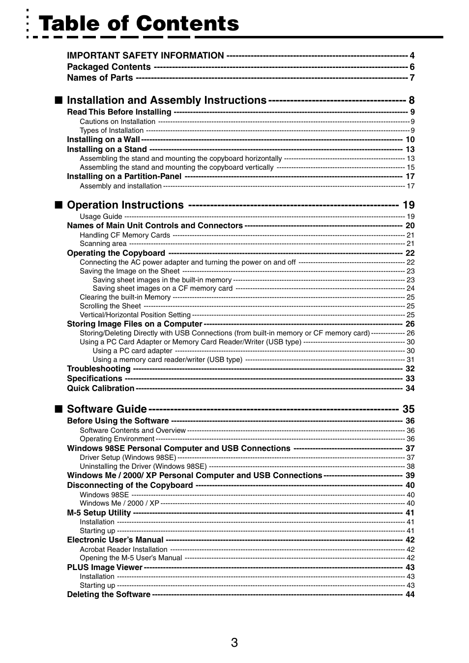 PLUS Vision M-5 User Manual | Page 3 / 45