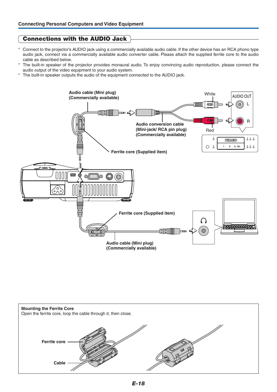 Connections with the audio jack | PLUS Vision V-339 User Manual | Page 19 / 64