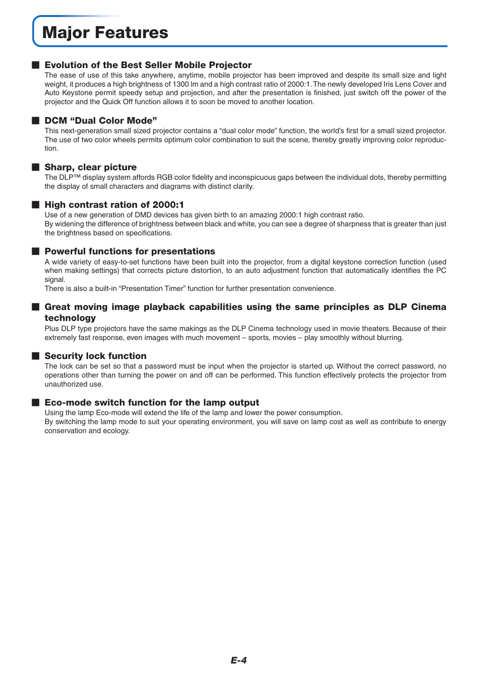 Major features | PLUS Vision V-339 User Manual | Page 5 / 64