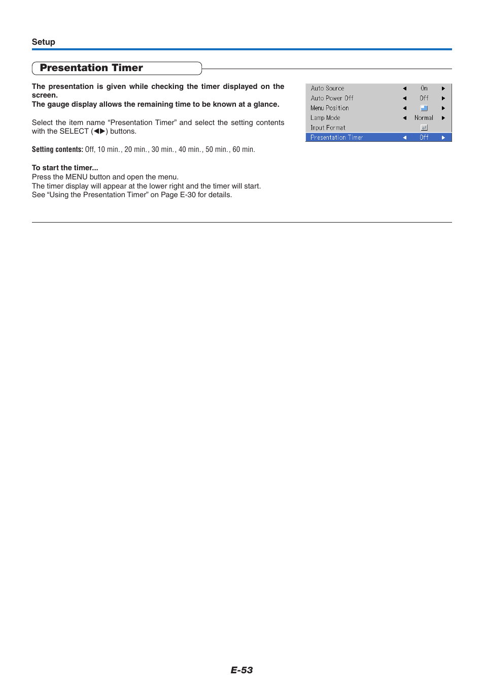 Presentation timer | PLUS Vision U7-132/U7-137 User Manual | Page 53 / 67