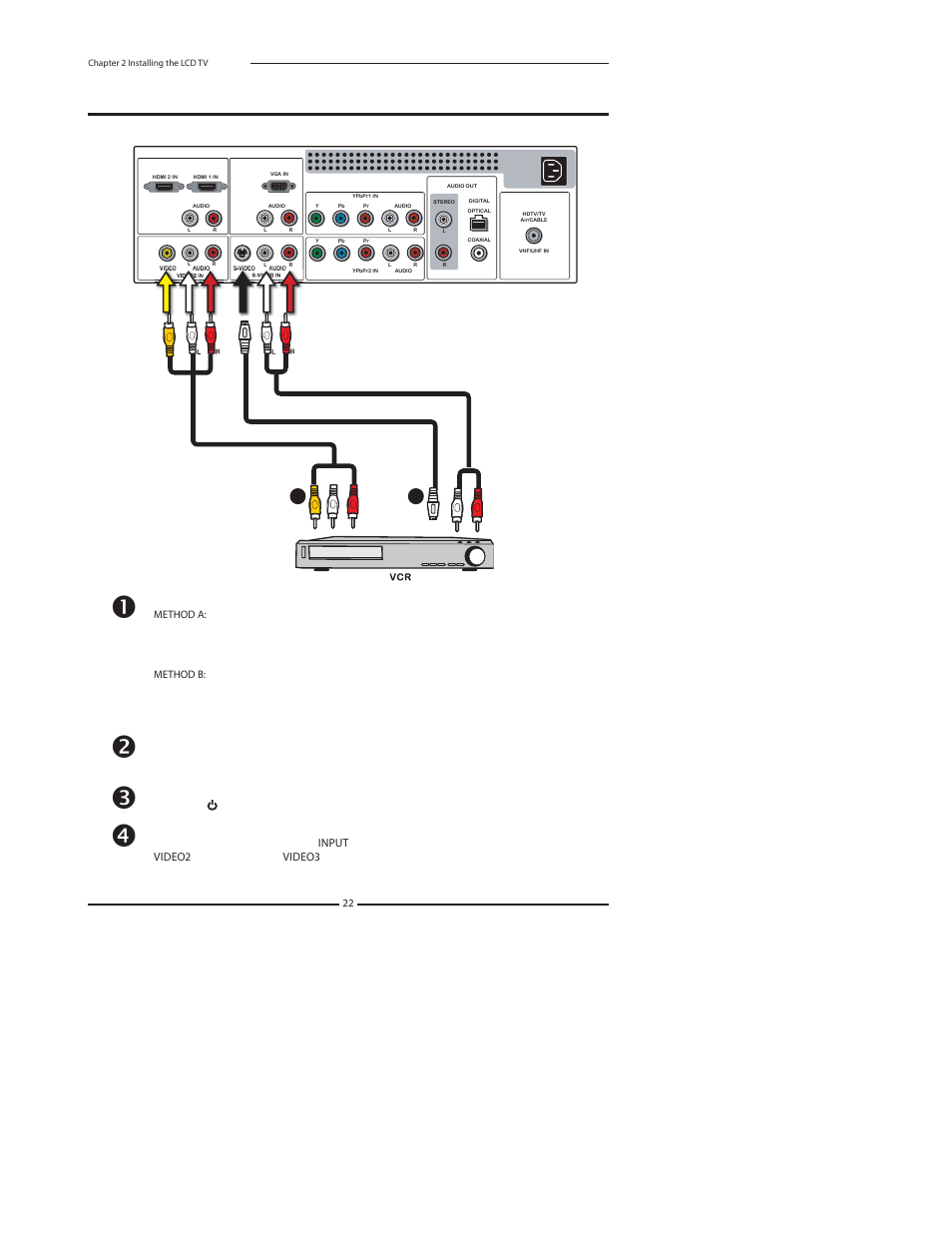 Connecting a vcr | Princeton Digital (USA) TLA-04641C User Manual | Page 22 / 64