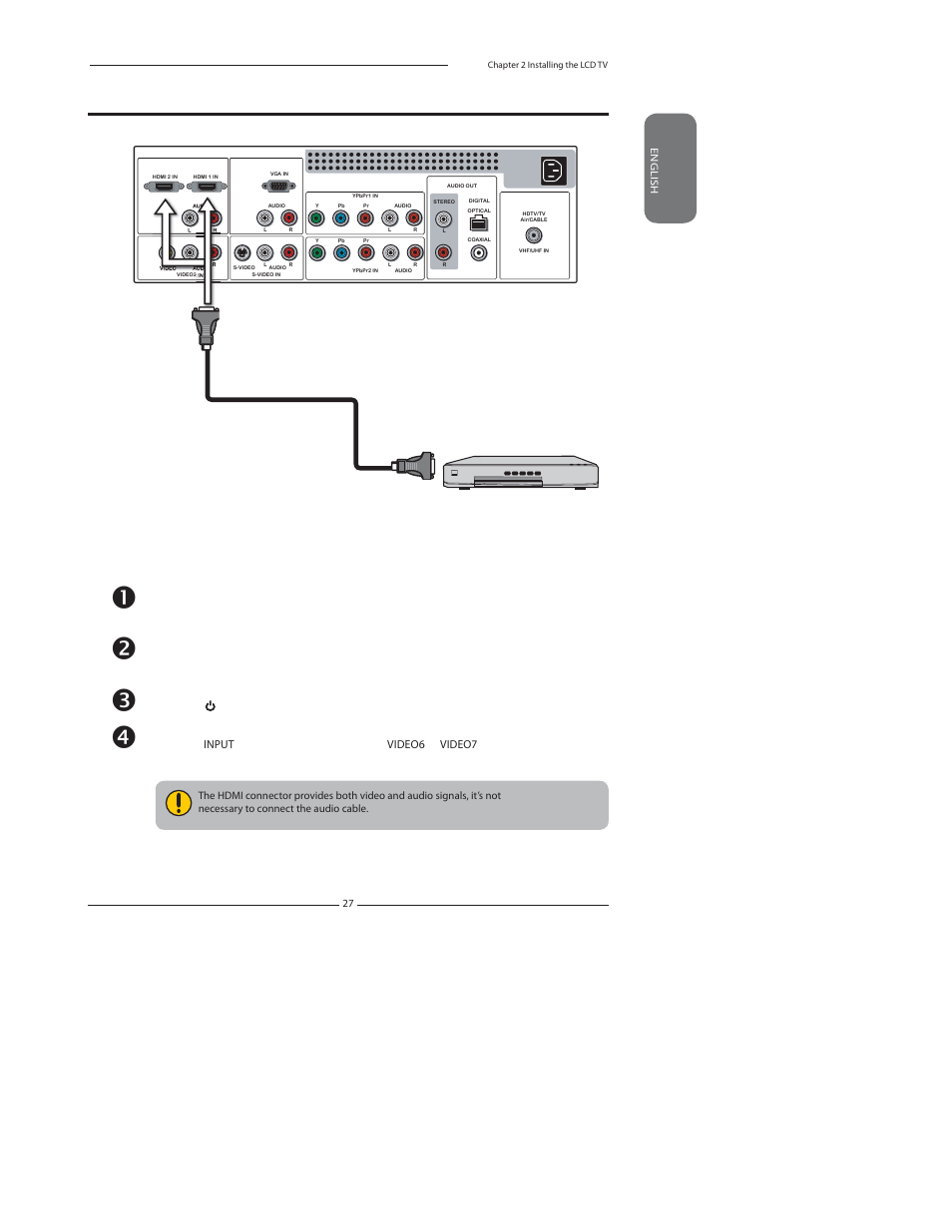 Connecting an av equipment with hdmi connector | Princeton Digital (USA) TLA-04641C User Manual | Page 27 / 64
