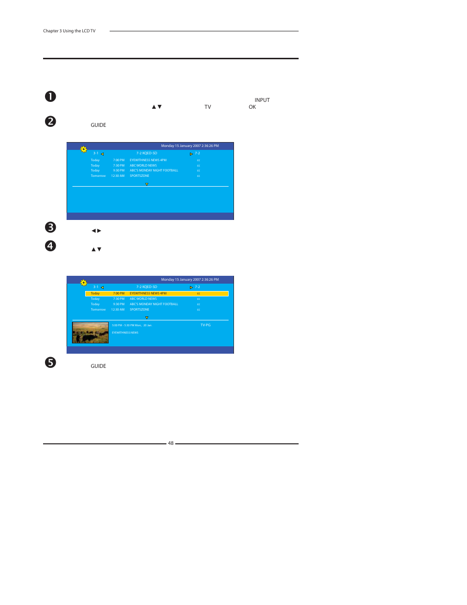 Using the program guide | Princeton Digital (USA) TLA-04641C User Manual | Page 48 / 64