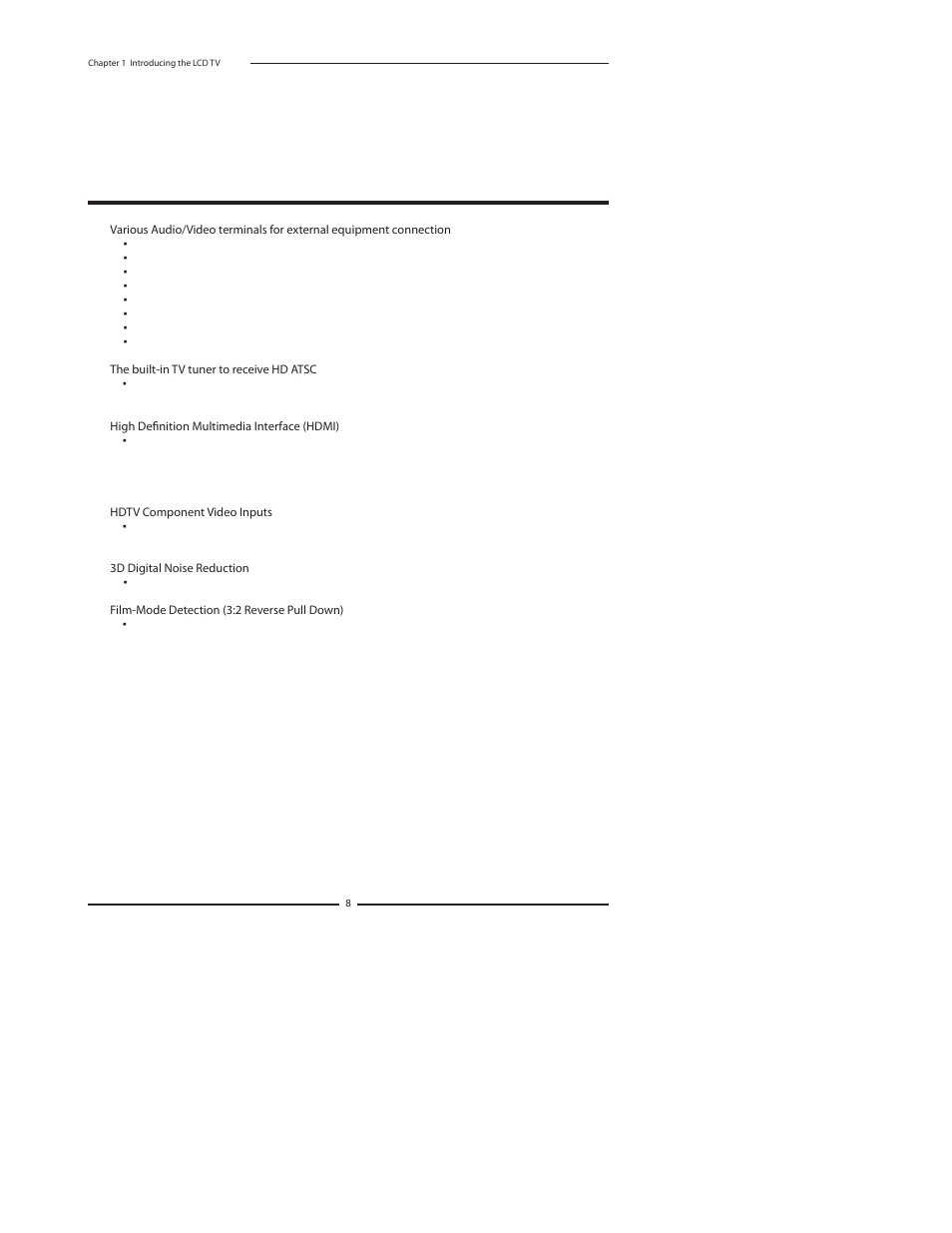 Chapter 1 introducing the lcd tv | Princeton Digital (USA) TLA-04641C User Manual | Page 8 / 64