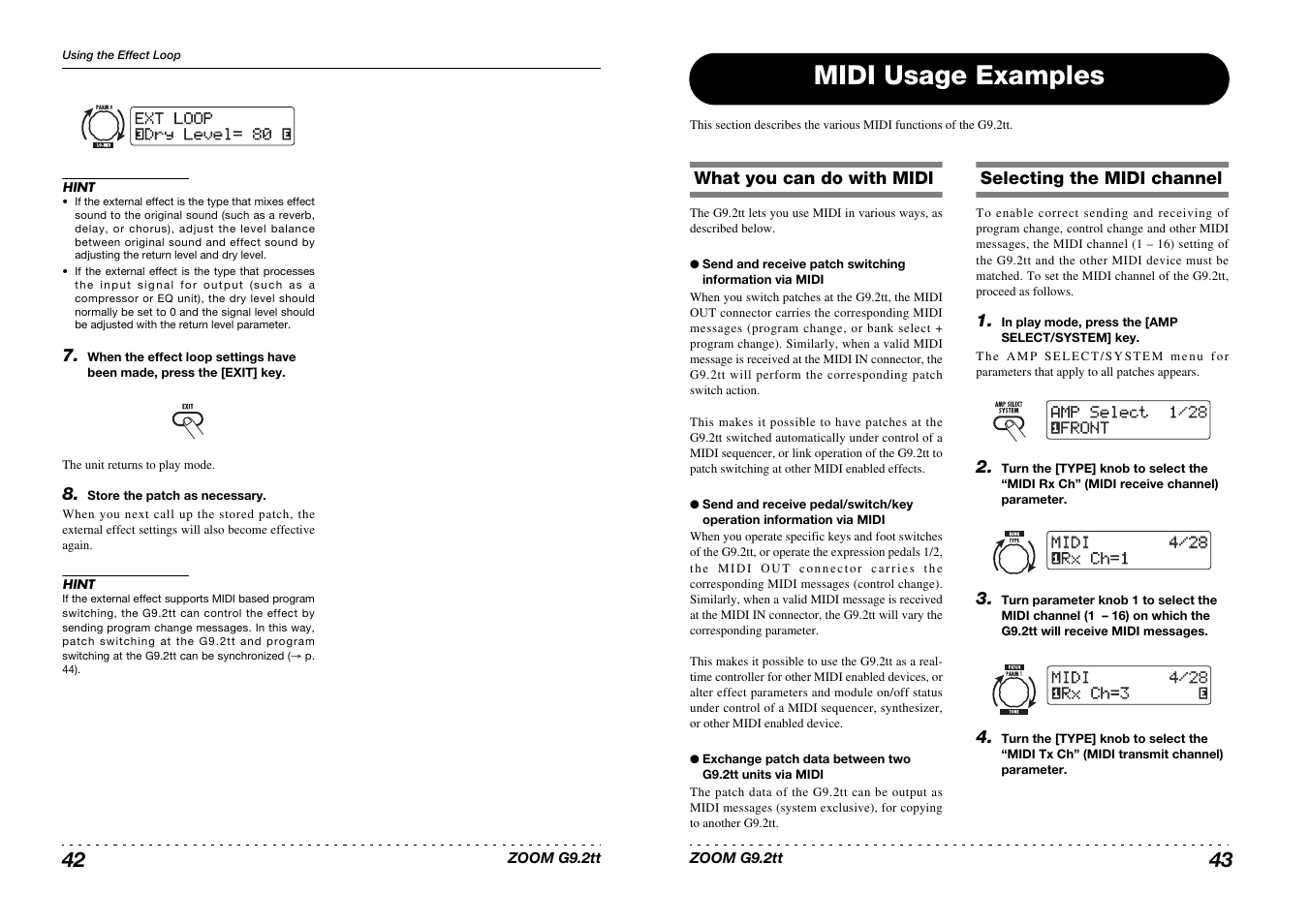 Midi usage examples | Princeton Digital (USA) Guitar Effects Console G9.2tt2q User Manual | Page 22 / 51