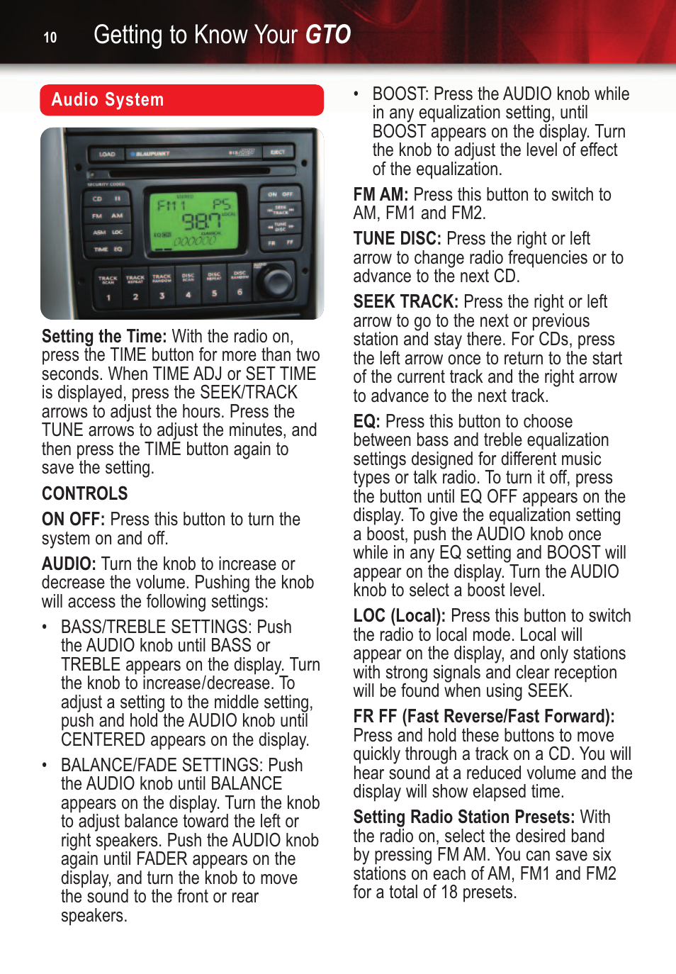 Getting to know your gto | Pontiac 2006 Gto User Manual | Page 10 / 16