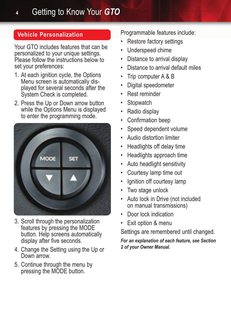 Getting to know your gto | Pontiac 2006 Gto User Manual | Page 4 / 16