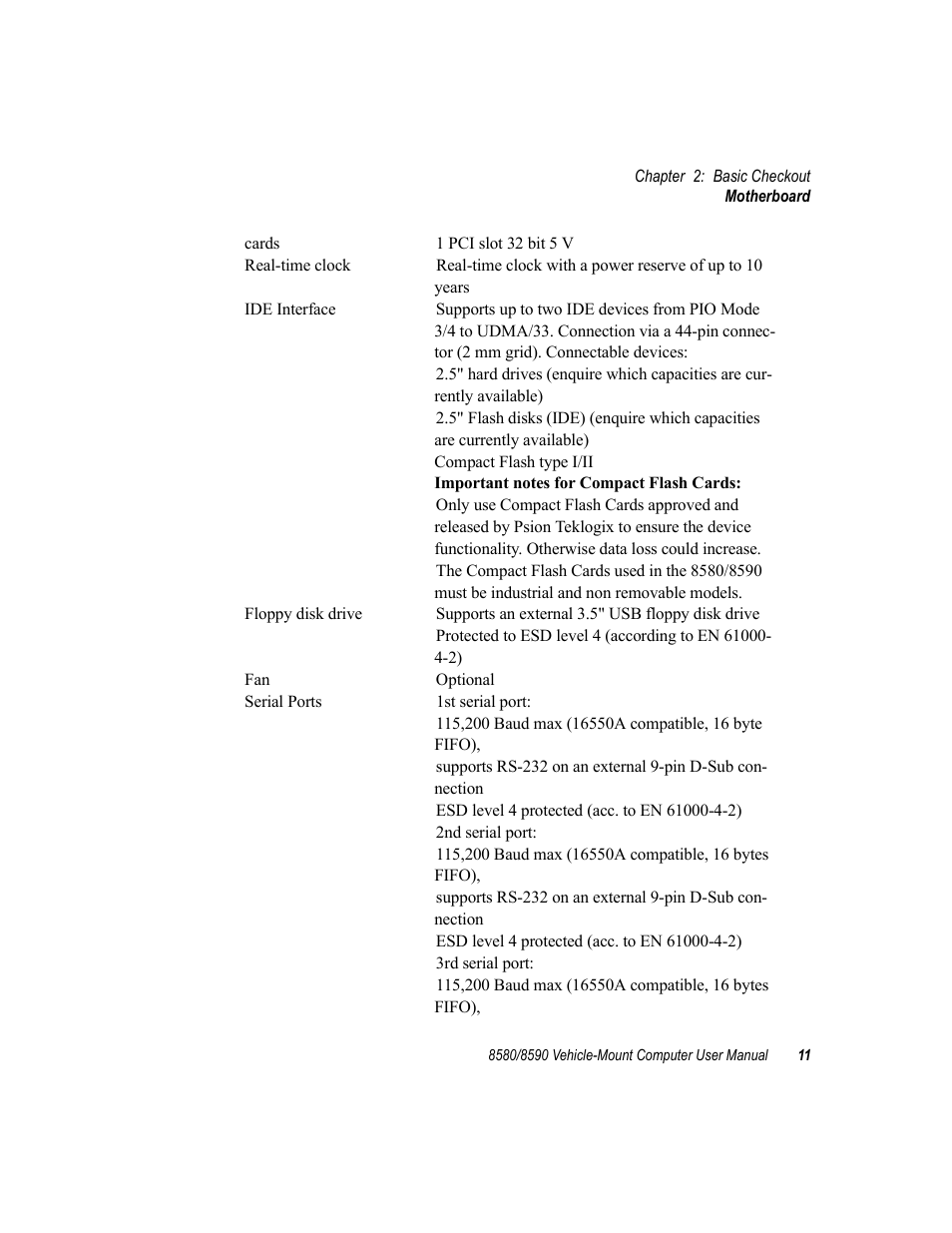 Psion Teklogix Vehicle-Mount Computer 8590 User Manual | Page 37 / 212
