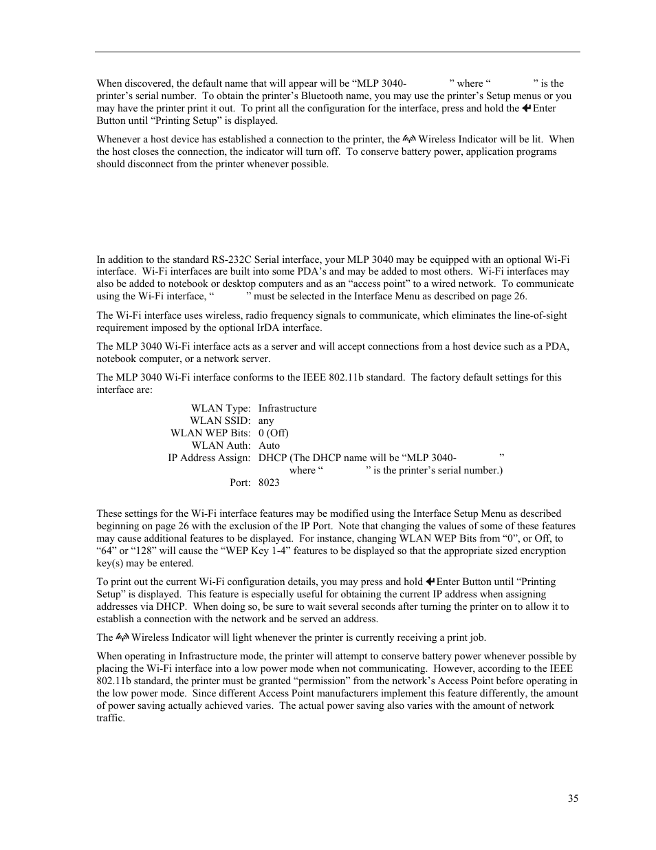 Wi-fi® interface, Wi-fi, Interface | Psion Teklogix MLP 3040 Series User Manual | Page 41 / 65