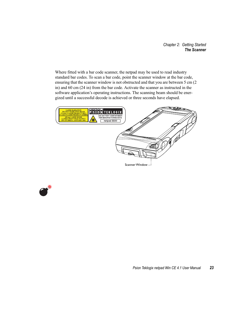7 the scanner, The scanner | Psion Teklogix netpad Win CE 4.1 User Manual | Page 43 / 132