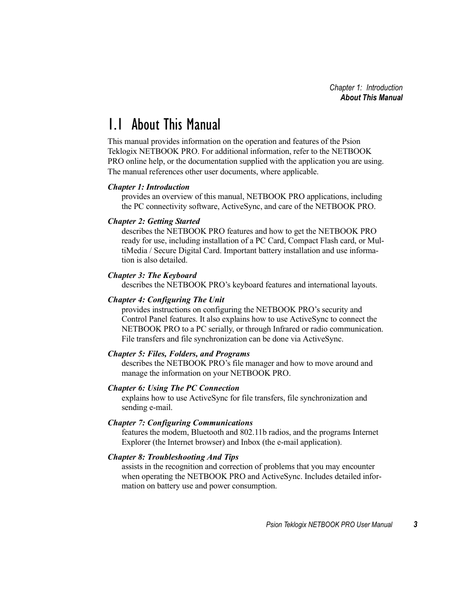1 about this manual, About this manual | Psion Teklogix Netbook Pro none User Manual | Page 23 / 172