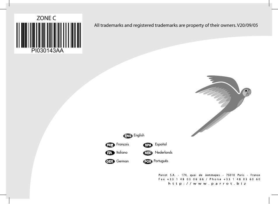 Zone c | Parrot CK3100 User Manual | Page 80 / 80