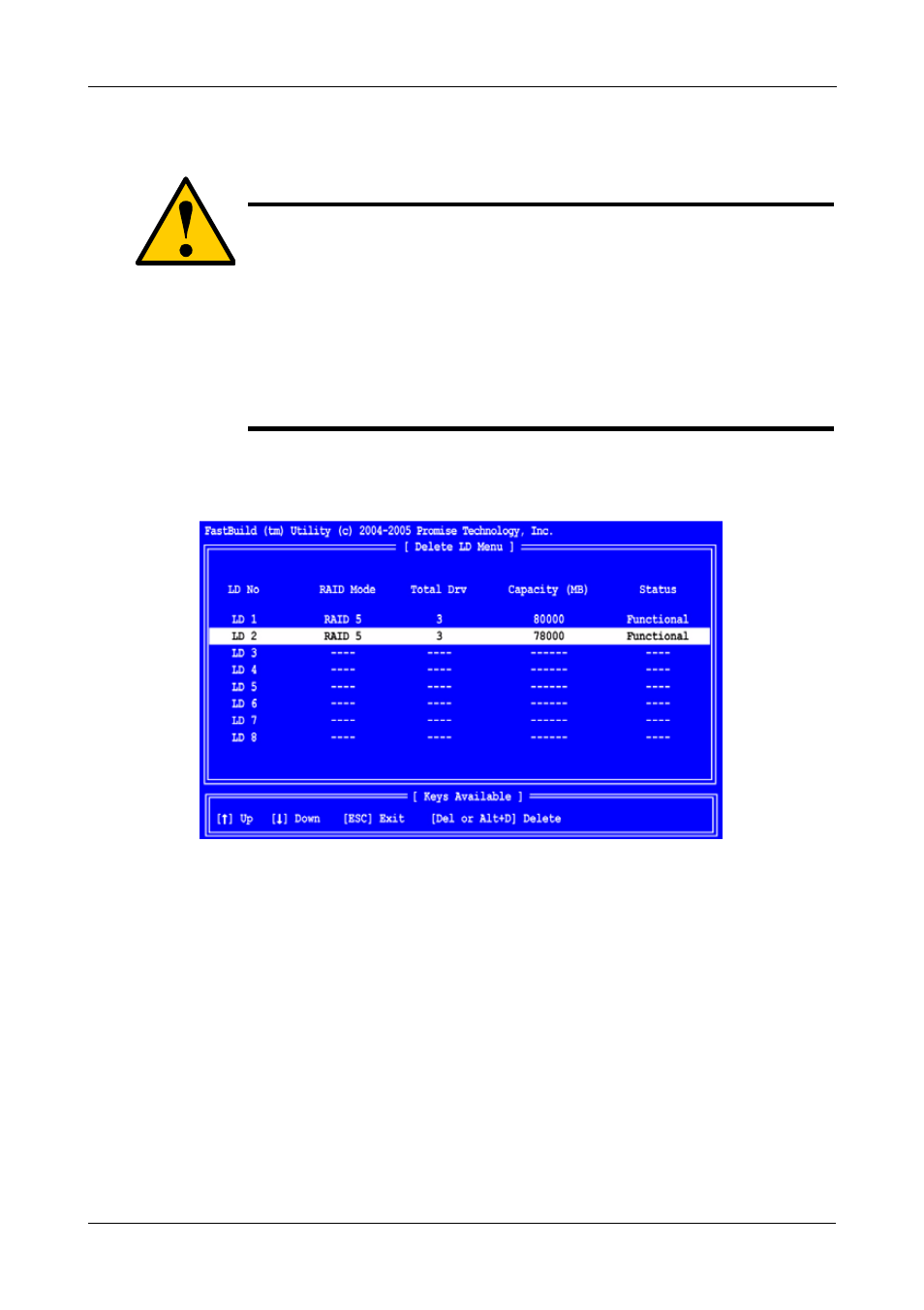 Delete logical drive | Promise Technology FASTTRAK SX4300 User Manual | Page 27 / 70