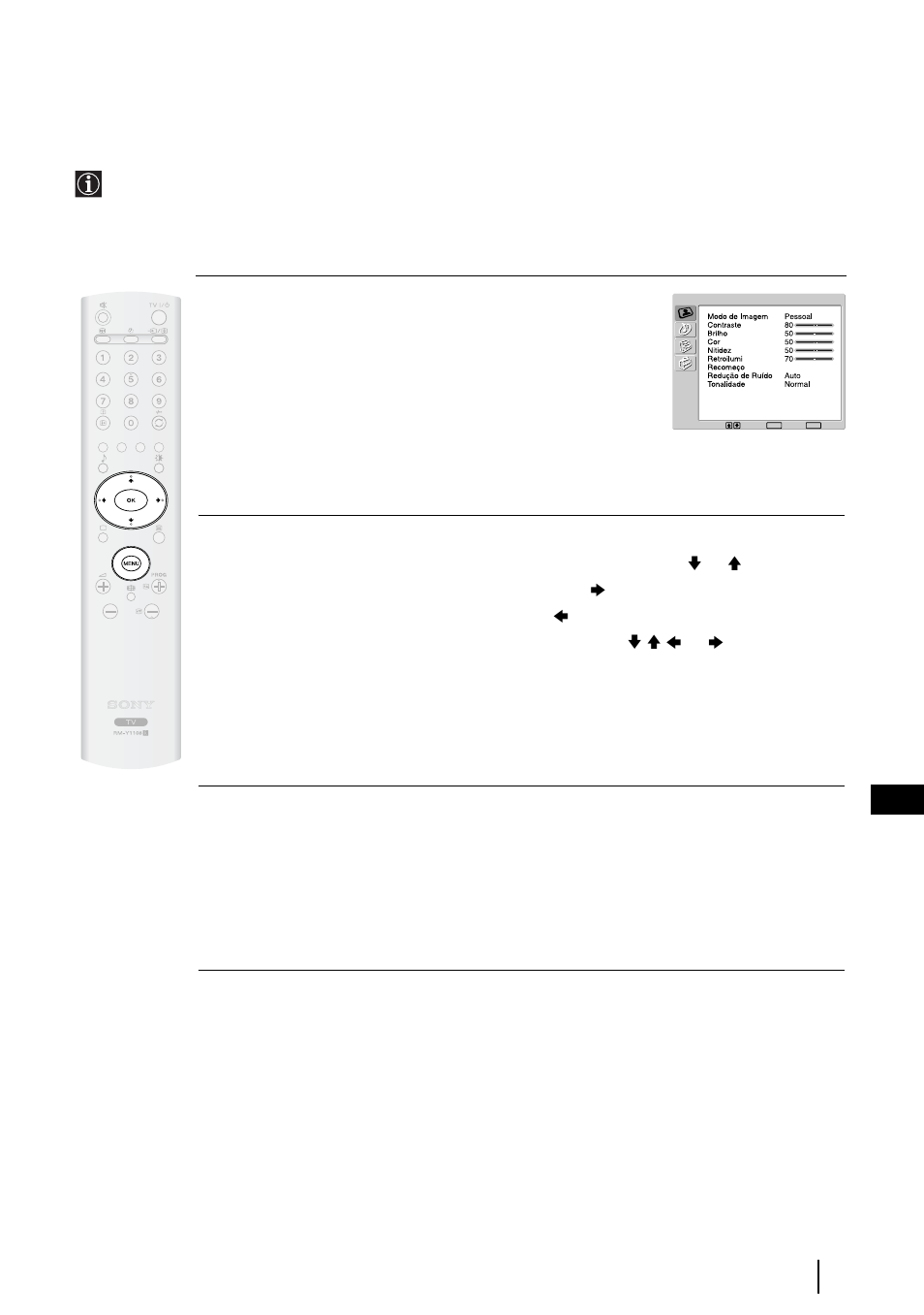 Funções do televisor, Introdução e uso do sistema de menús, 17 pt | Sony KLV-27HR3 User Manual | Page 115 / 134