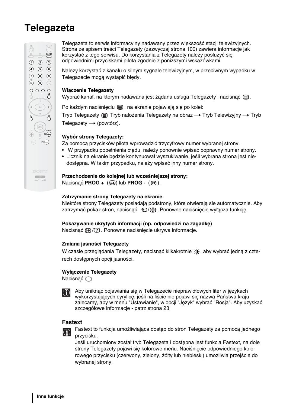 Telegazeta | Sony KLV-27HR3 User Manual | Page 93 / 134