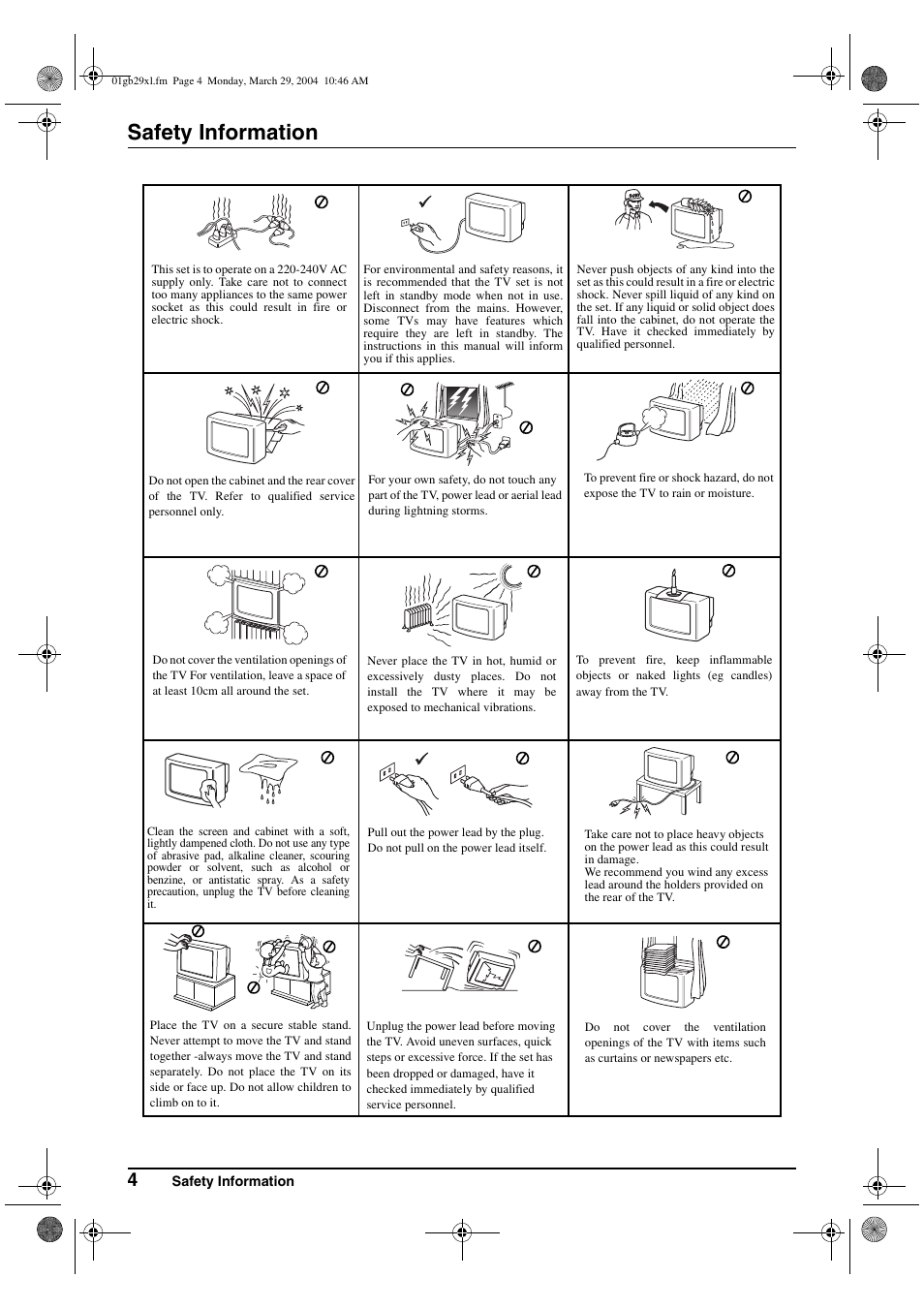 Safety information | Sony KV-29XL70K User Manual | Page 4 / 124