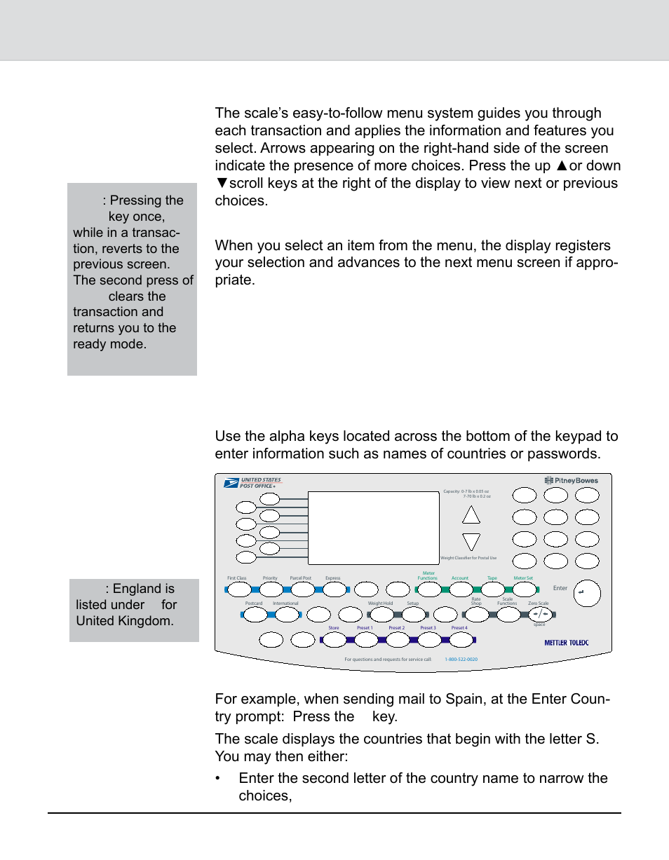Navigating the menus, Entering alphabetic information, Chapter 2: getting acquainted | Integra | Pitney Bowes 9K0U User Manual | Page 14 / 52