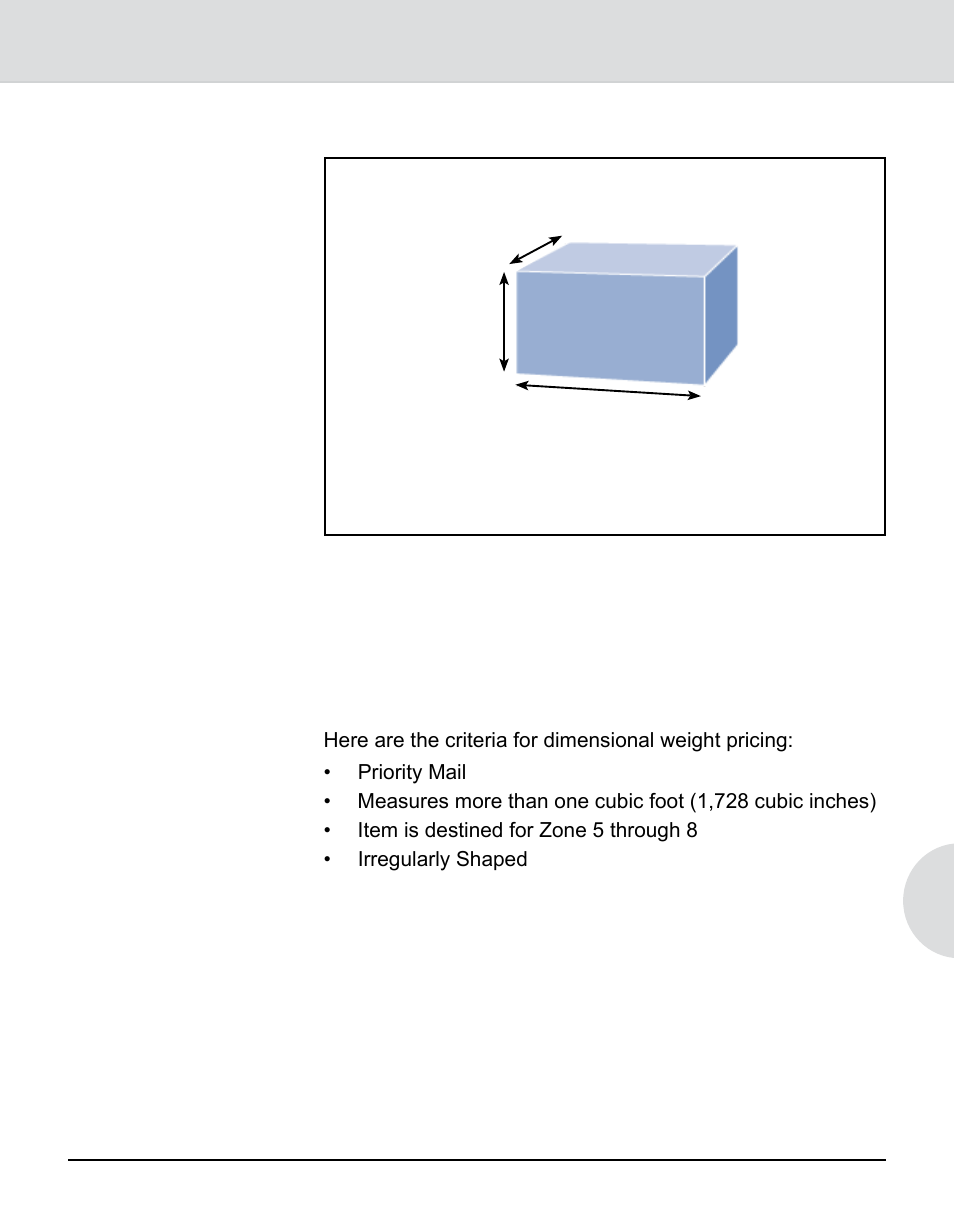 Irregularly shaped, Dimensional weight pricing criteria, Integra | Model 9k0u scale operator guide, Rectangular shaped irregularly shaped | Pitney Bowes 9K0U User Manual | Page 45 / 52