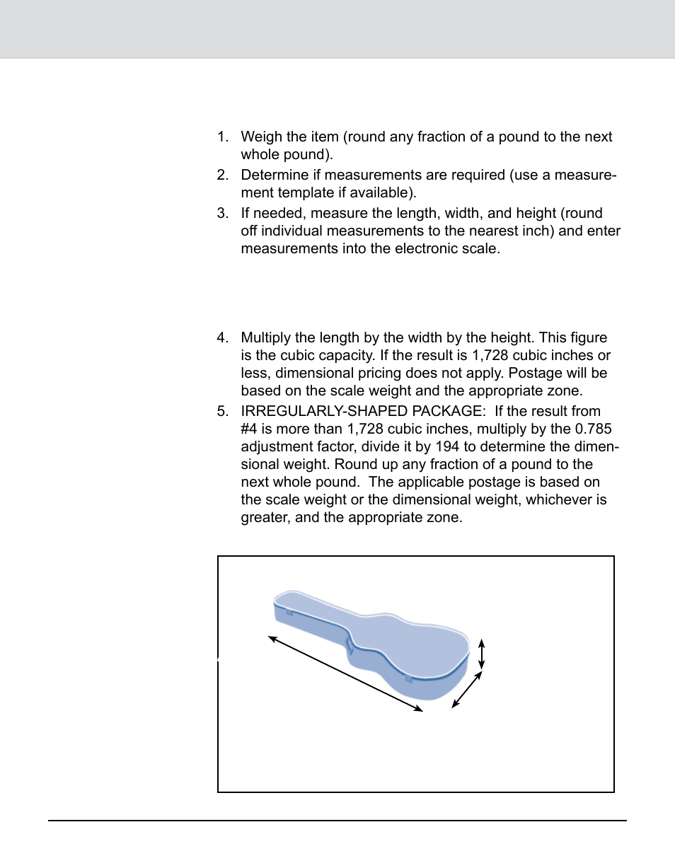 Determining dimensional weight pricing, Appendix a: dimensional weight pricing, Irregularly shaped | Pitney Bowes 9K0U User Manual | Page 46 / 52