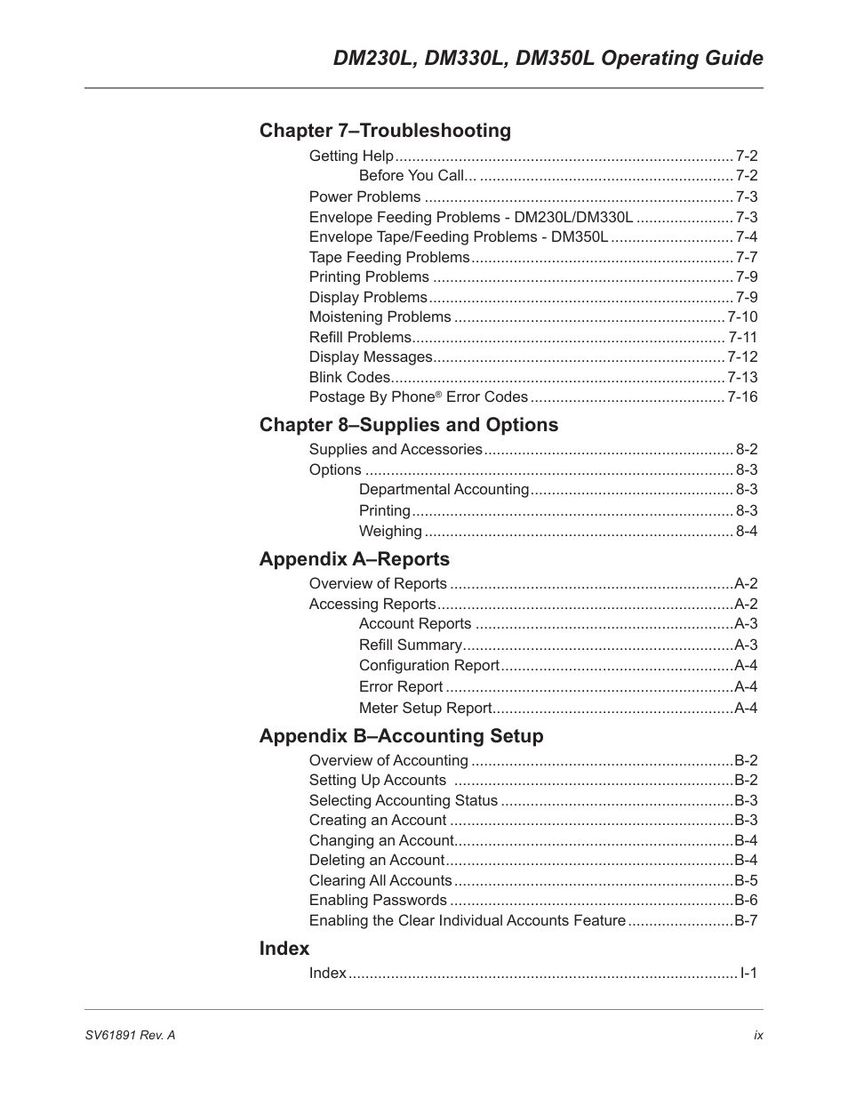 Pitney Bowes DM230L User Manual | Page 10 / 158