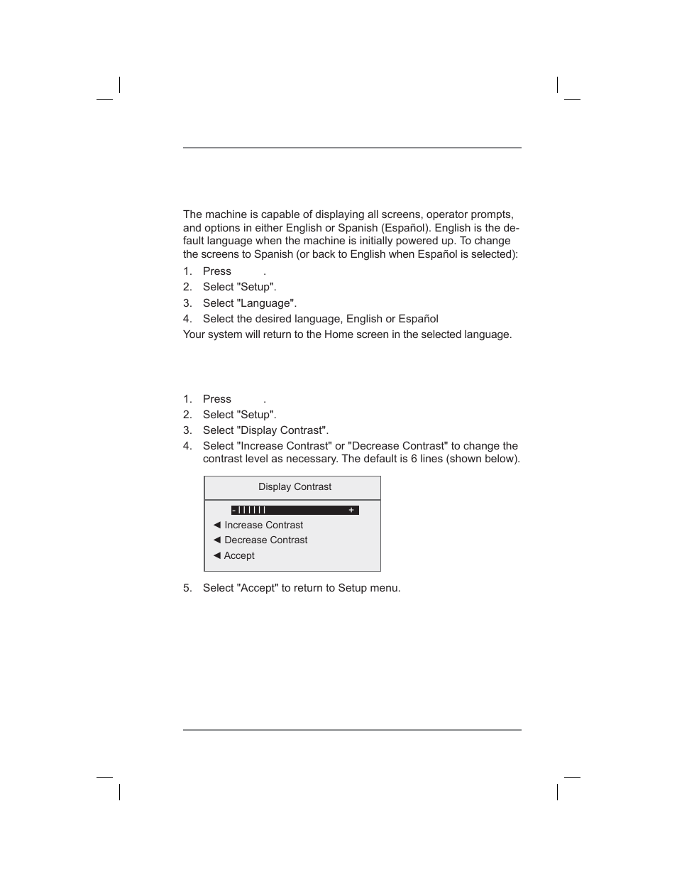 Changing language, Adjusting the contrast of the display, 7 • system options | Pitney Bowes DM400C User Manual | Page 95 / 196
