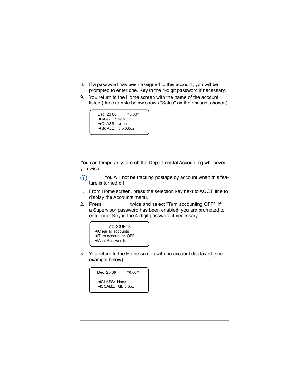 Turning off accounting, 8 • departmental accounting | Pitney Bowes SV62214 User Manual | Page 100 / 160