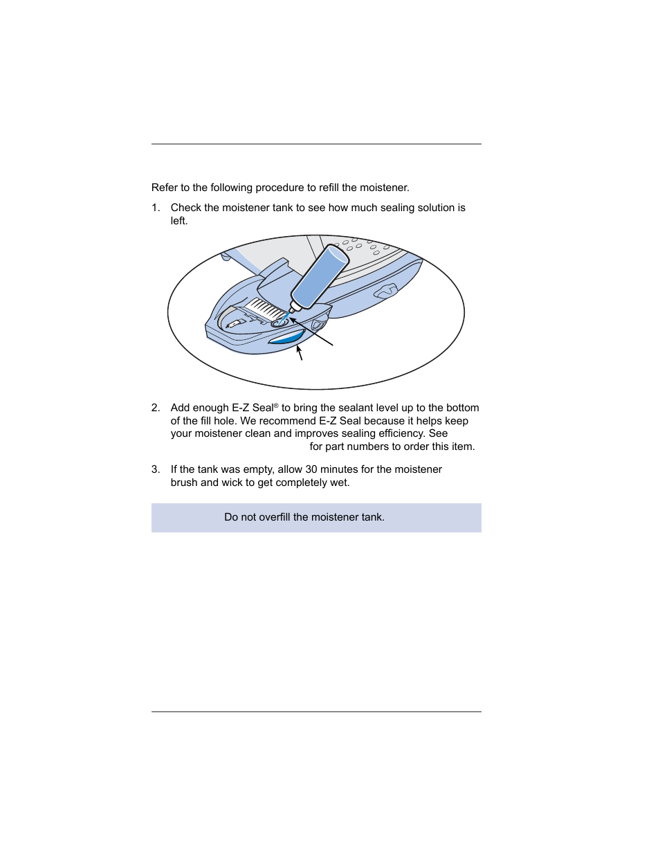 Filling the moistener, 10 • maintenance | Pitney Bowes SV62214 User Manual | Page 123 / 160
