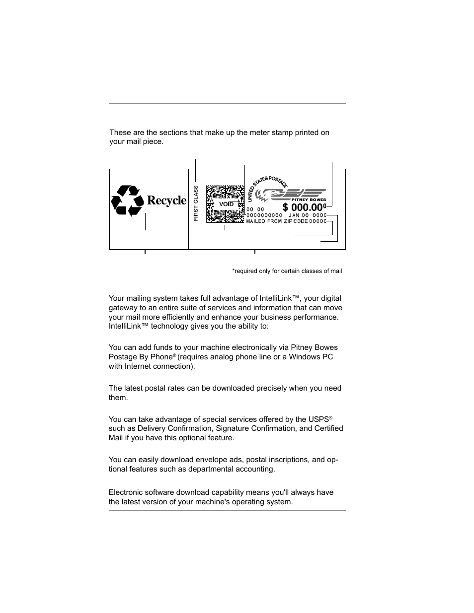 Sections of the meter stamp, What is intellilink, 1 • introduction | Pitney Bowes SV62214 User Manual | Page 17 / 160
