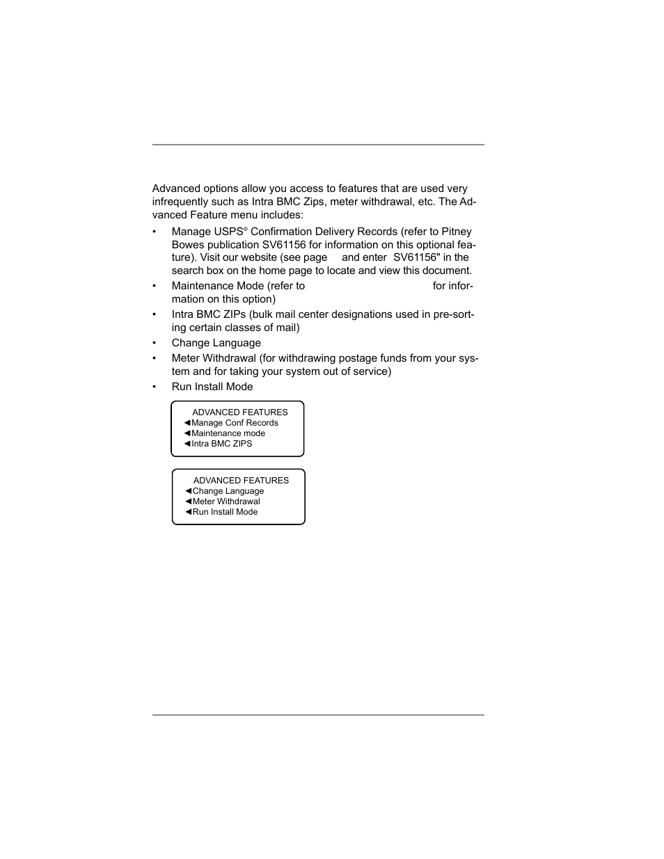 Advanced options, 7 • system options | Pitney Bowes SV62214 User Manual | Page 91 / 160