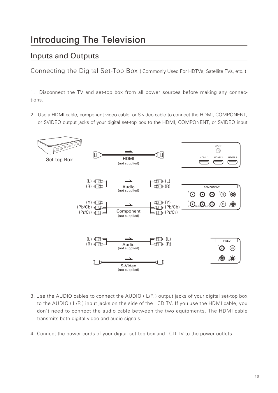 Introducing the television, Inputs and outputs, Connecting the digital set-top box | Proton CS-32 User Manual | Page 20 / 63