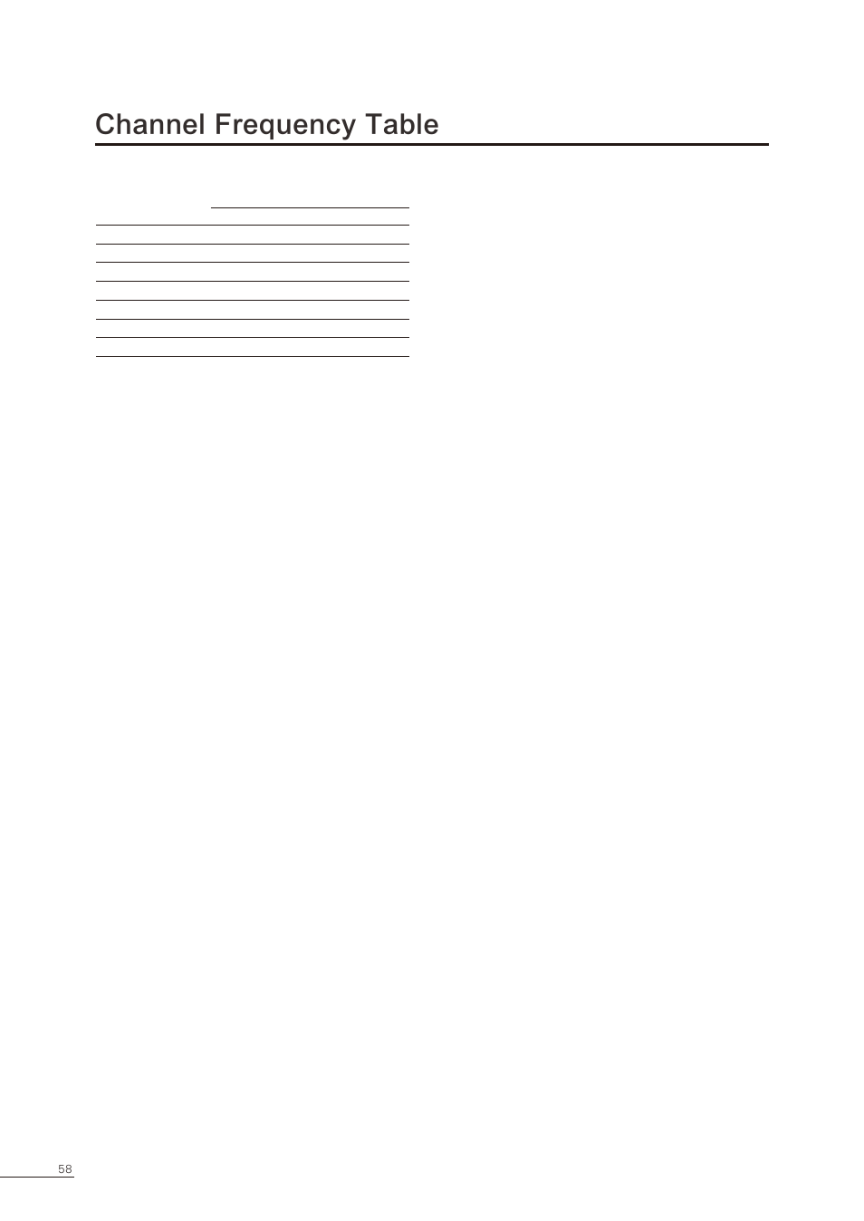 Channel frequency table | Proton CS-32 User Manual | Page 59 / 63