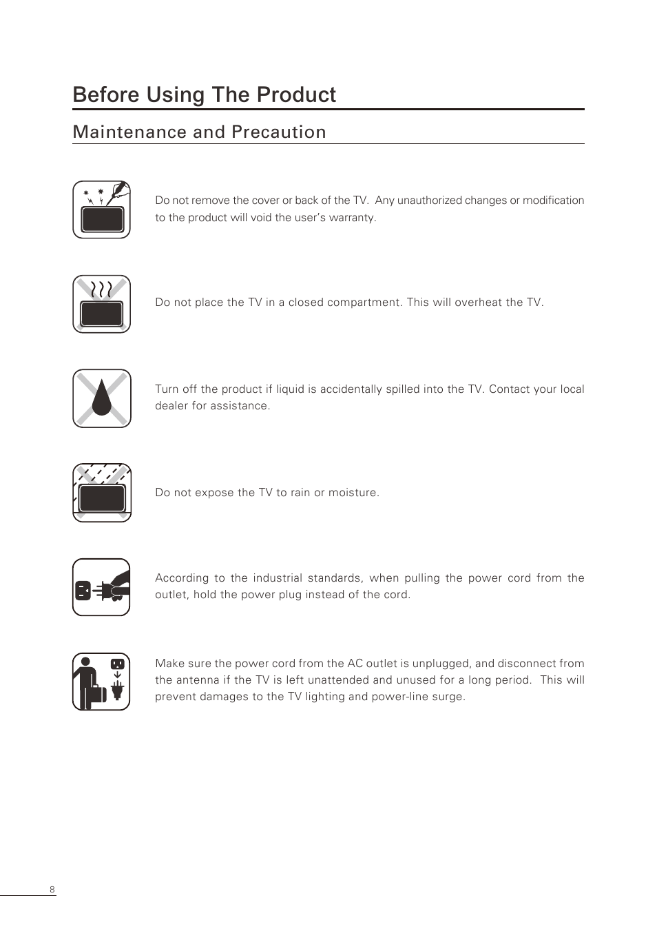 Before using the product, Maintenance and precaution | Proton CS-32 User Manual | Page 9 / 63