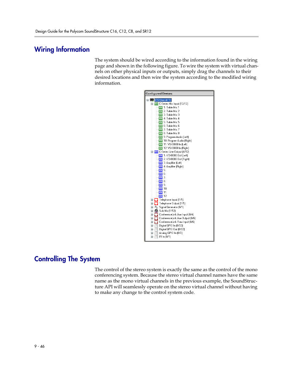 Wiring information, Controlling the system, Wiring information –46 controlling the system –46 | Polycom C16 User Manual | Page 262 / 492