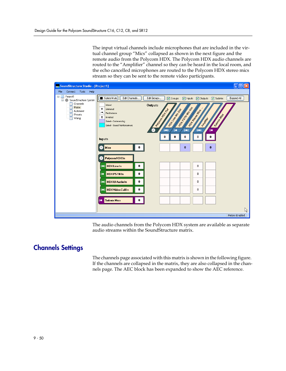 Channels settings, Channels settings –50 | Polycom C16 User Manual | Page 266 / 492