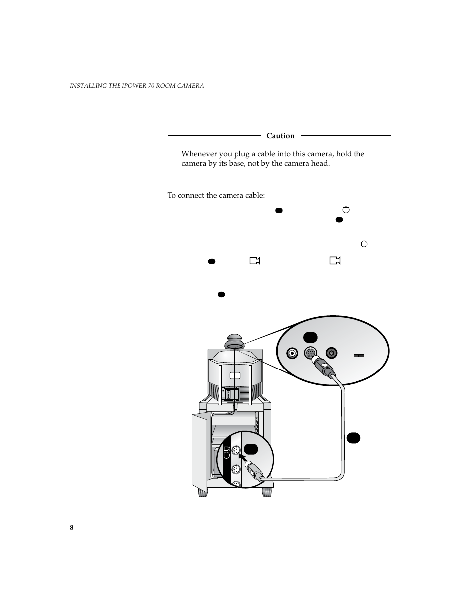 Connecting the camera cable, Ba c | Polycom IPOWER 70 User Manual | Page 8 / 10