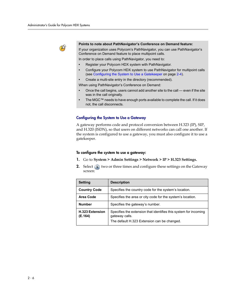 Configuring the system to use a gateway, Configuring the system to use a gateway -6 | Polycom 1 User Manual | Page 20 / 194