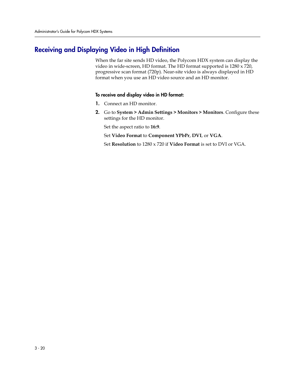 Receiving and displaying video in high definition | Polycom 1 User Manual | Page 62 / 194