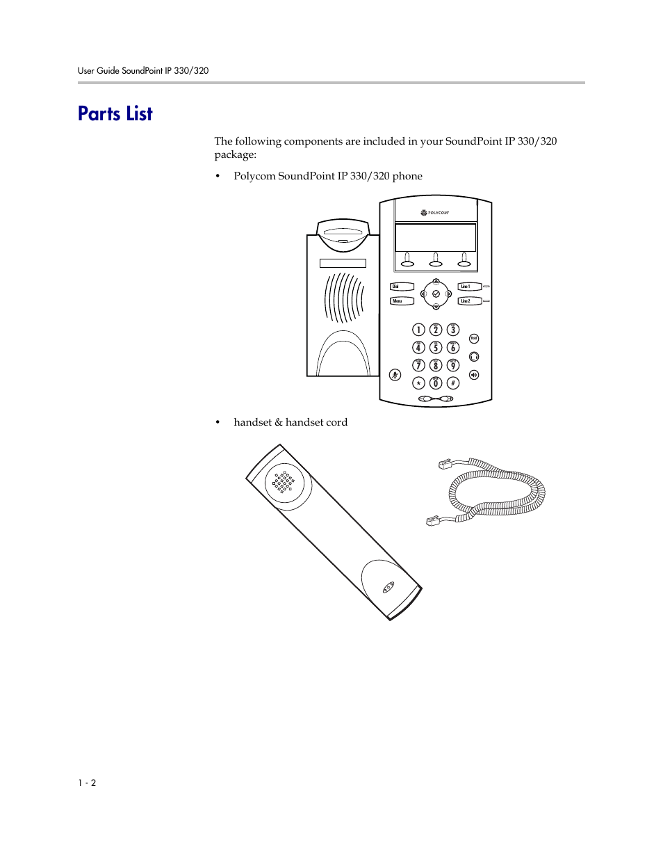 Parts list, Parts list –2 | Polycom IP 320 User Manual | Page 10 / 78