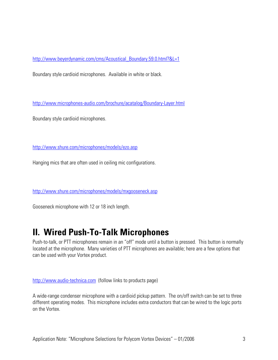 Ii. wired push-to-talk microphones | Polycom Vortex User Manual | Page 3 / 6