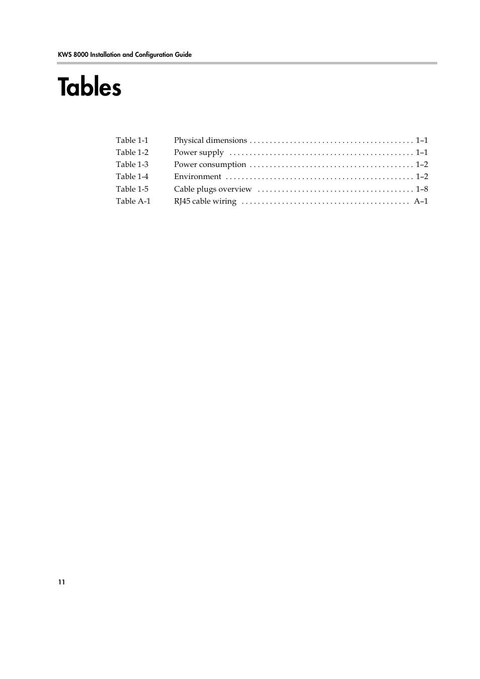 Tables | Polycom KIRK KWS8000 User Manual | Page 33 / 38
