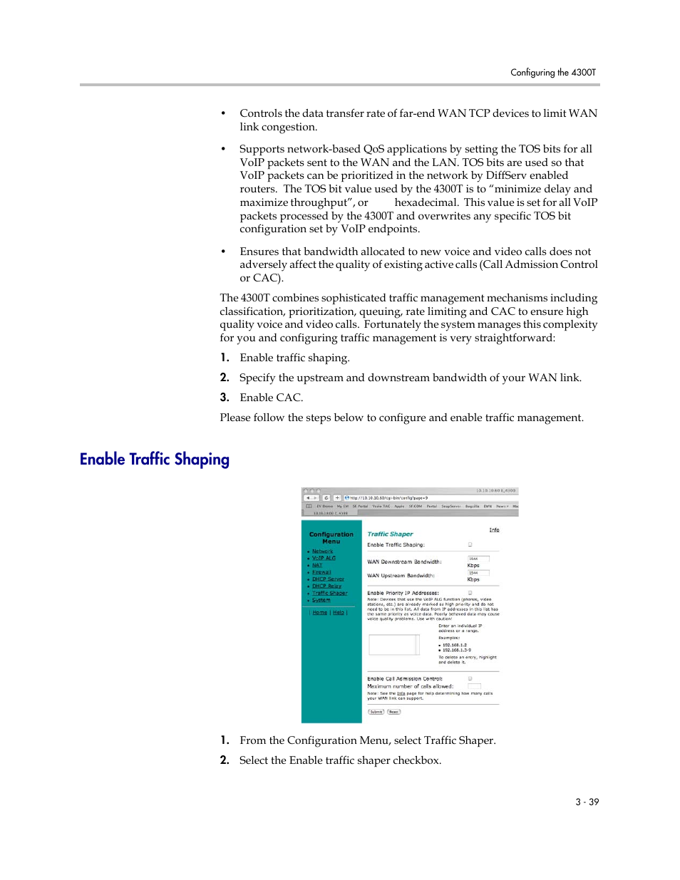 Enable traffic shaping, Enable traffic shaping –39 | Polycom 4300T User Manual | Page 57 / 118