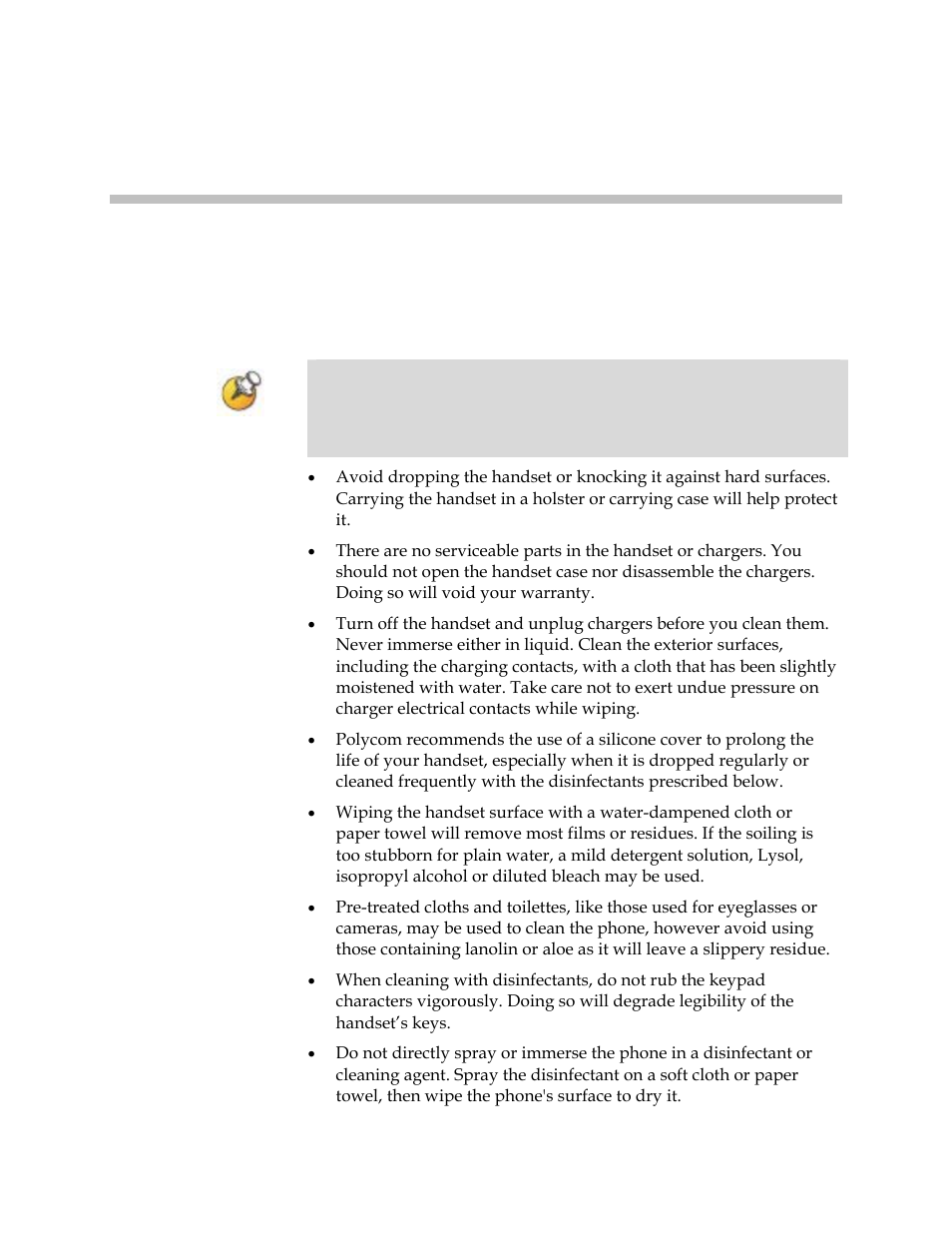 Cleaning and drying the handset | Polycom SpectraLink 1725-36165-001 User Manual | Page 63 / 73