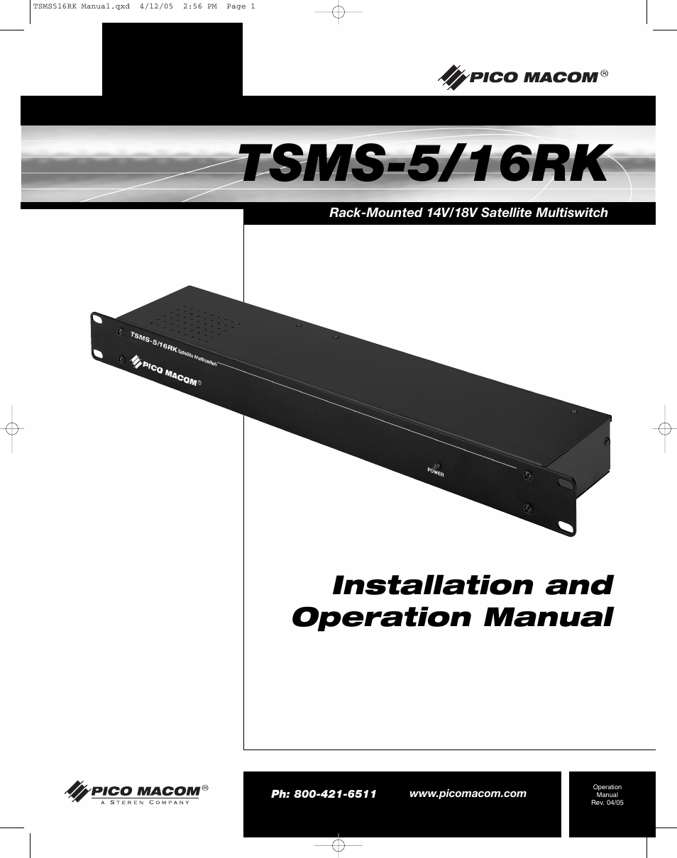 Pico Macom TSMS-5/16RK User Manual | 8 pages