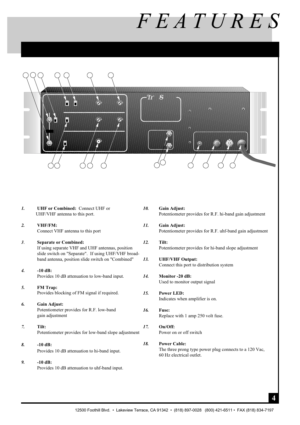 Front panel, Pec u, Pico macom inc | Pico Macom TA-52 User Manual | Page 5 / 8