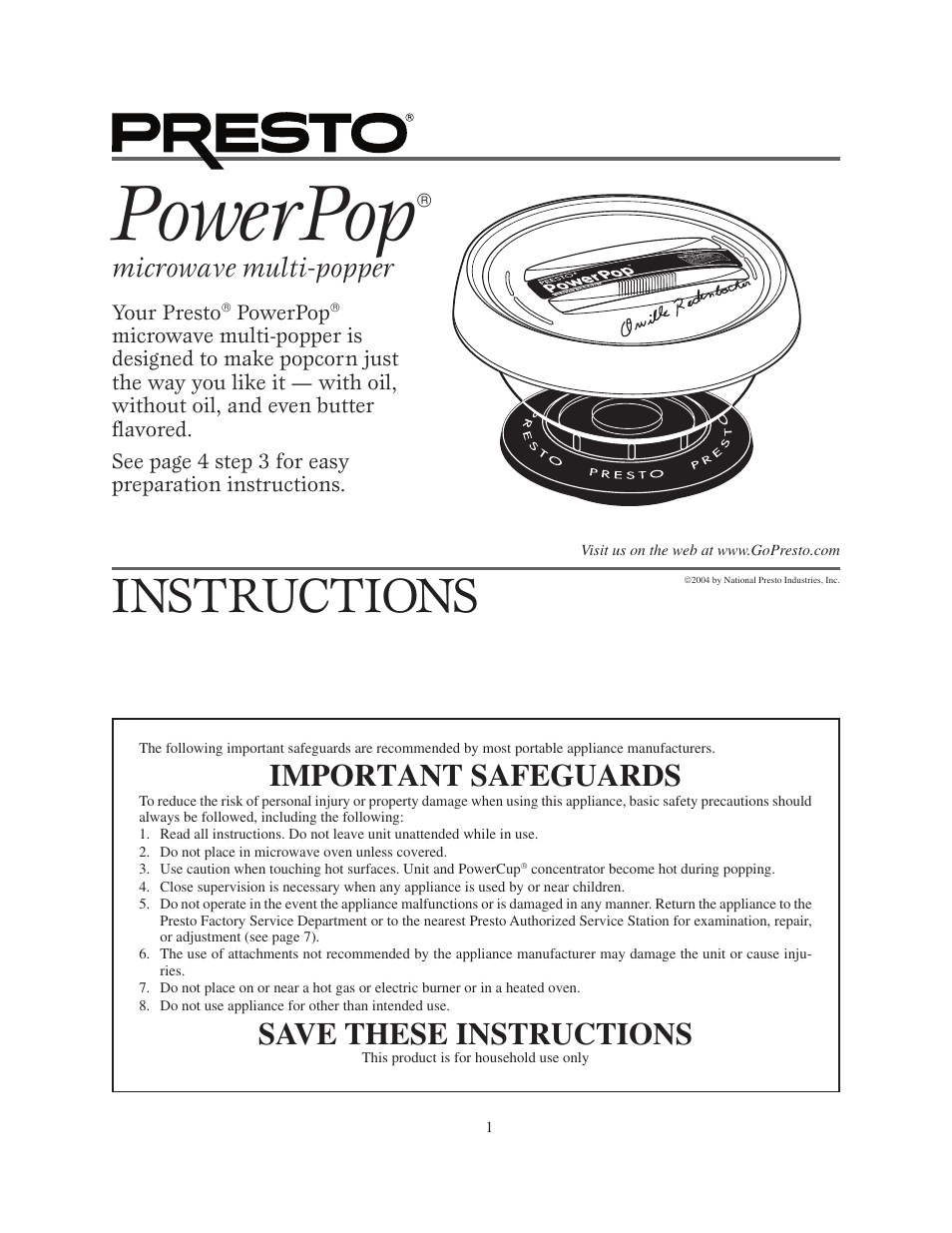 Presto multi-poppe User Manual | 8 pages